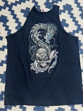 Vintage Dragon Skull Skater Surf Graphic Tank Y2K Men’s XL New